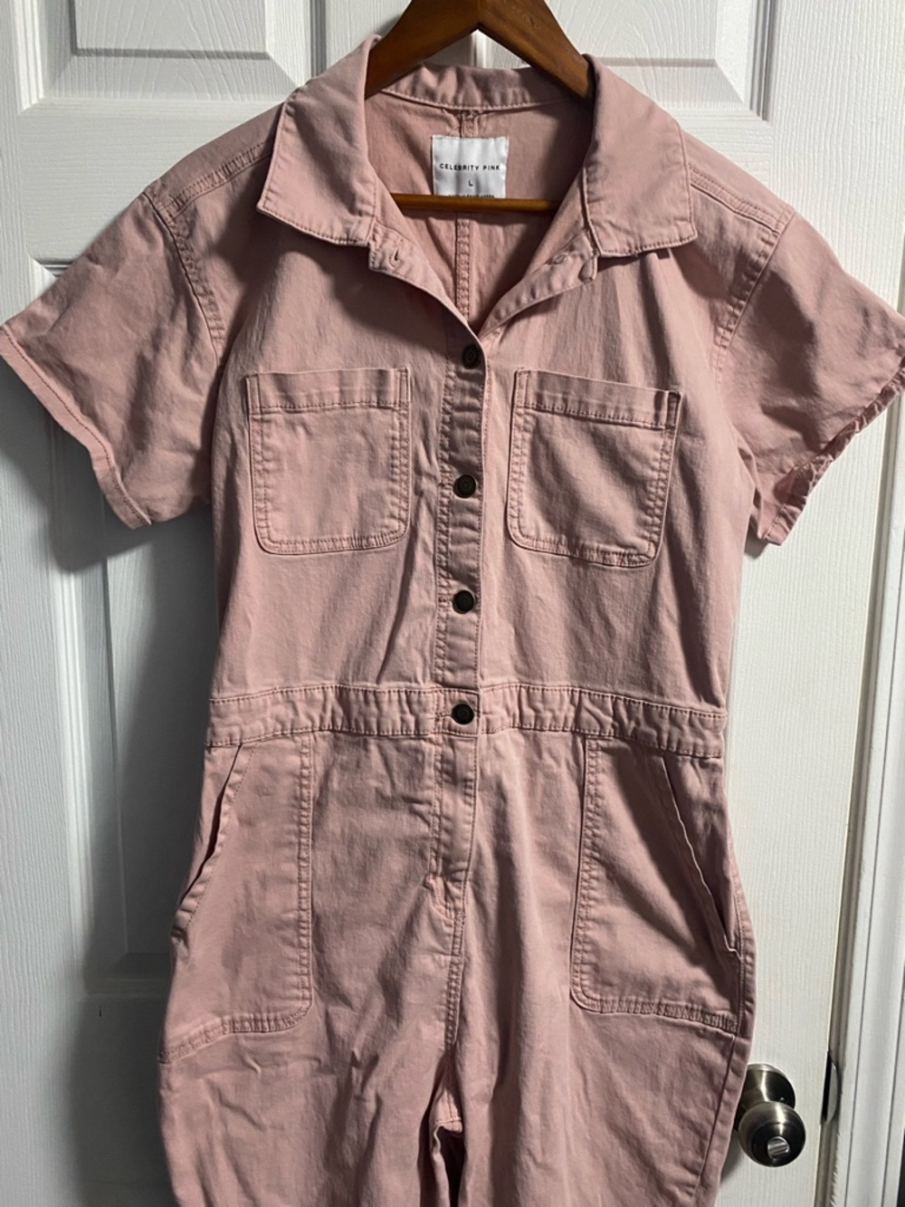 Celebrity Pink Dusty Rose Button-Front Jumpsuit